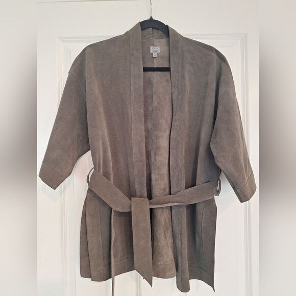 Citizens of Humanity leather suede open front cardigan 3/4 sleeve size M - Picture 1 of 7